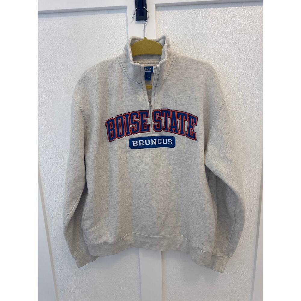 Women's Big Cotton Boise State Broncos Quarter-Zip Sweatshirt Size L